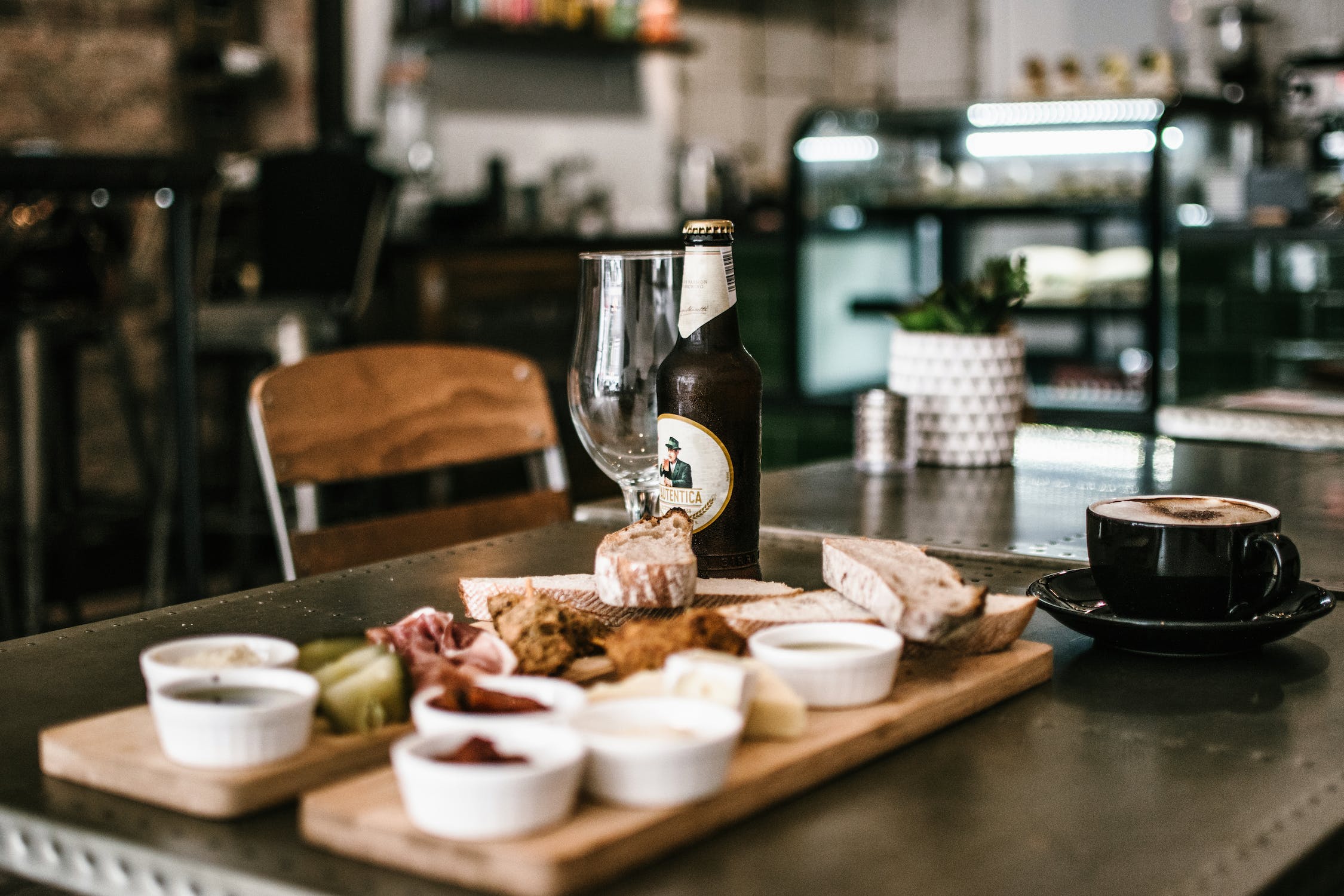 table of charcuterie and coffee