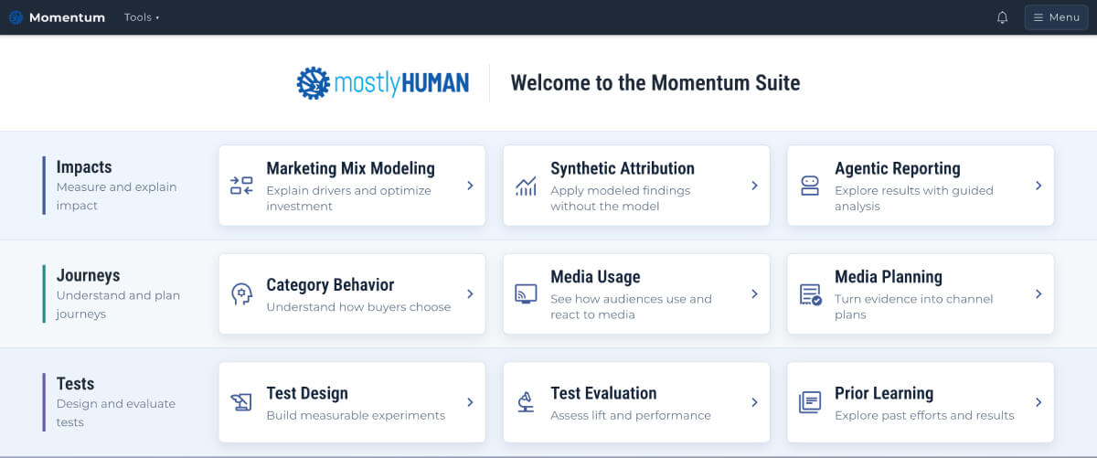 Momentum Suite login screen